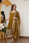 1LATEST VICHITRA SILK EMBROIDERY ZARI CODING SEQUENCE WORK GOWN BOTTOM WITH DUPATTA WEDDING WEAR WHOLESALE PRICE ETHNIC GARMENT (8)