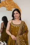 1LATEST VICHITRA SILK EMBROIDERY ZARI CODING SEQUENCE WORK GOWN BOTTOM WITH DUPATTA WEDDING WEAR WHOLESALE PRICE ETHNIC GARMENT (8)