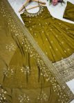 1LATEST VICHITRA SILK EMBROIDERY ZARI CODING SEQUENCE WORK GOWN BOTTOM WITH DUPATTA WEDDING WEAR WHOLESALE PRICE ETHNIC GARMENT (8)