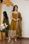 1LATEST VICHITRA SILK EMBROIDERY ZARI CODING SEQUENCE WORK GOWN BOTTOM WITH DUPATTA WEDDING WEAR WHOLESALE PRICE ETHNIC GARMENT (8)