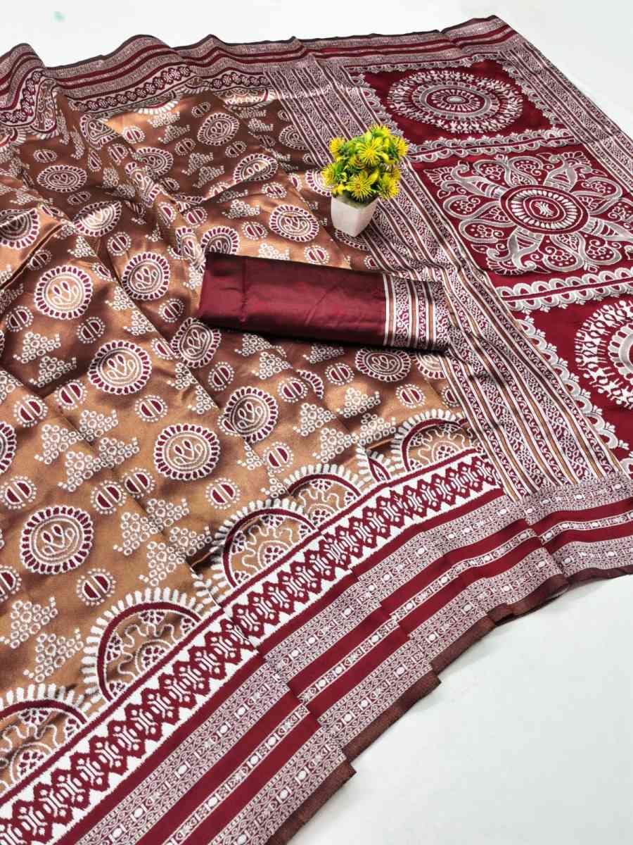 1MODERN BANARASI SILK WEAVING WORK SAREE WITH UNSTITCHED BLOUSE WEDDING WEAR WHOLESALE PRICE ETHNIC GARMENT (7)