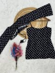 MODERN COTTON BHANDEJ PRINT  WORK SHORT KURTI WITH TOP BLACK