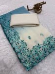 1MODERN CRUNCHY PADDING EMBROIDERY AND MULTI THREAD WITH ARCO CUT WORK BORDER SAREE WITH UNSTITCHED BLOUSE FESTIVE WEAR WHOLESALE PRICE ETHNIC GARMENT (27)