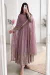 MODERN CRUNCHY SILK EMBROIDERY  SEQUENCE WORK GOWN BOTTOM WITH DUPATTA BABY PINK