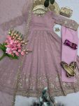 1MODERN CRUNCHY SILK EMBROIDERY SEQUENCE WORK GOWN BOTTOM WITH DUPATTA FESTIVE WEAR WHOLESALE PRICE ETHNIC GARMENT (2)