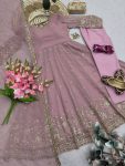 1MODERN CRUNCHY SILK EMBROIDERY SEQUENCE WORK GOWN BOTTOM WITH DUPATTA FESTIVE WEAR WHOLESALE PRICE ETHNIC GARMENT (2)