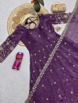 1MODERN CRUNCHY SILK EMBROIDERY SEQUENCE WORK GOWN BOTTOM WITH DUPATTA WEDDING WEAR WHOLESALE PRICE ETHNIC GARMENT (18)