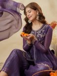 1MODERN CRUNCHY SILK EMBROIDERY WORK TOP PALAZZO WITH DUPATTA FESTIVE WEAR WHOLESALE PRICE ETHNIC GARMENT (30)