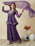 1MODERN CRUNCHY SILK EMBROIDERY WORK TOP PALAZZO WITH DUPATTA FESTIVE WEAR WHOLESALE PRICE ETHNIC GARMENT (30)