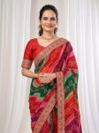1MODERN GEORGETTE DIGITAL PRINT WITH EMBROIDERY WORK BORDER SAREE WITH UNSTITCHED BLOUSE FESTIVE WEAR WHOLESALE PRICE ETHNIC GARMENT (19)