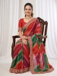 1MODERN GEORGETTE DIGITAL PRINT WITH EMBROIDERY WORK BORDER SAREE WITH UNSTITCHED BLOUSE FESTIVE WEAR WHOLESALE PRICE ETHNIC GARMENT (19)