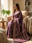 1MODERN LICHI SILK WEAVING WORK SAREE WITH UNSTITCHED BLOUSE FESTIVE WEAR WHOLESALE PRICE ETHNIC GARMENT (18)