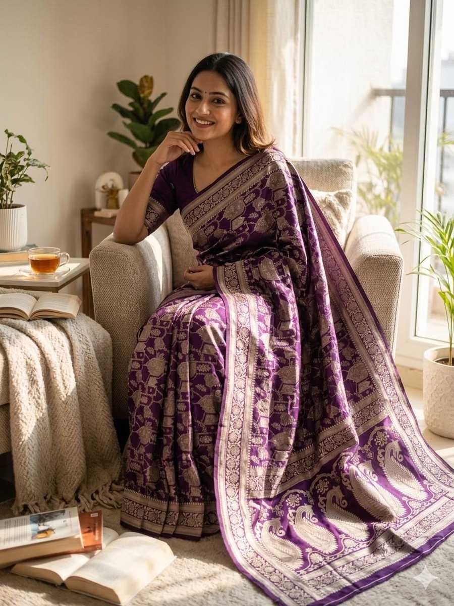 1MODERN LICHI SILK WEAVING WORK SAREE WITH UNSTITCHED BLOUSE FESTIVE WEAR WHOLESALE PRICE ETHNIC GARMENT (16)