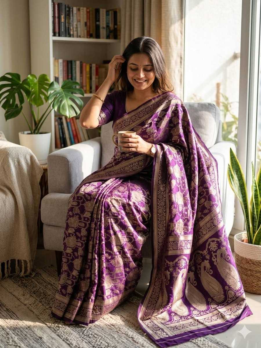 1MODERN LICHI SILK WEAVING WORK SAREE WITH UNSTITCHED BLOUSE FESTIVE WEAR WHOLESALE PRICE ETHNIC GARMENT (17)