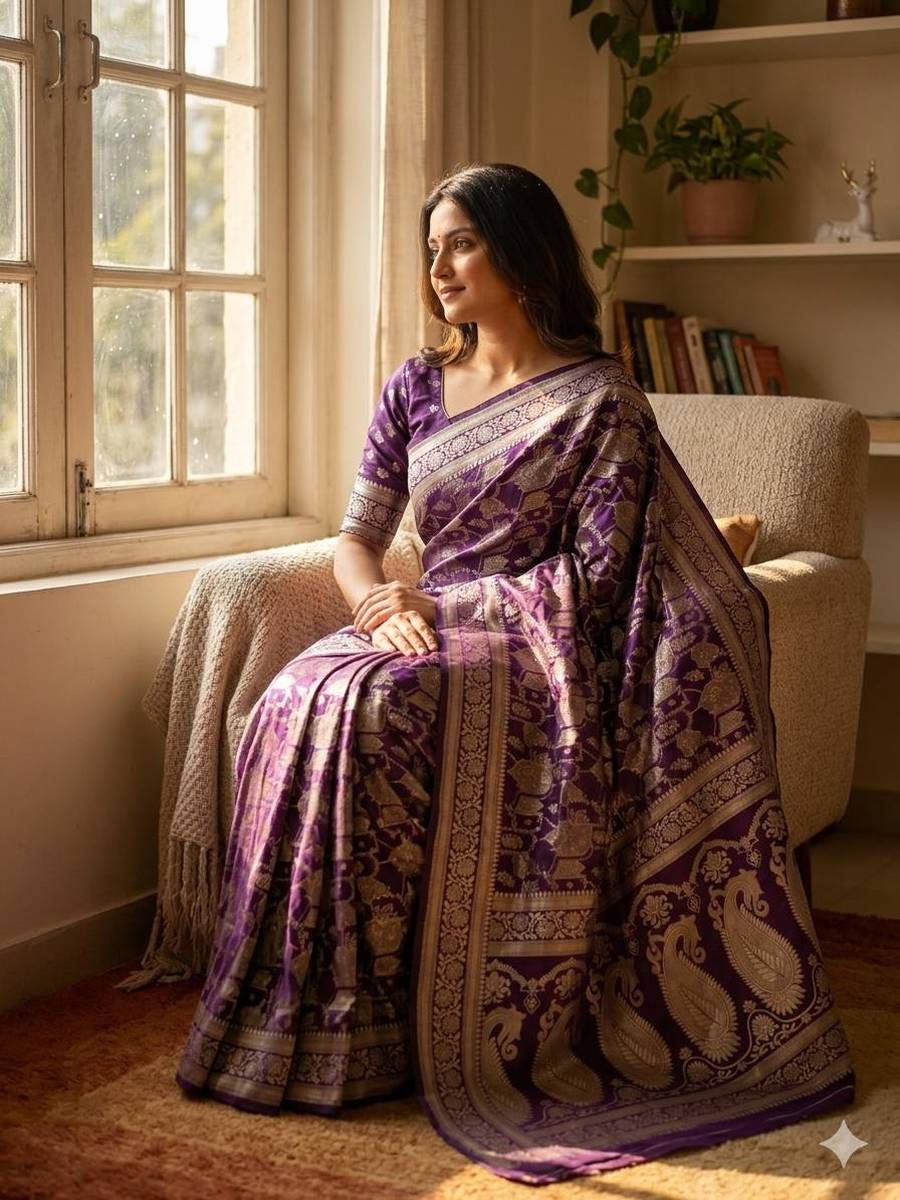 1MODERN LICHI SILK WEAVING WORK SAREE WITH UNSTITCHED BLOUSE FESTIVE WEAR WHOLESALE PRICE ETHNIC GARMENT (18)
