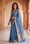 1MODERN LINEN COTTON SILK WEAVING ZARI WORK SAREE WITH UNSTITCHED BLOUSE FESTIVE WEAR WHOLESALE PRICE ETHNIC GARMENT (6)