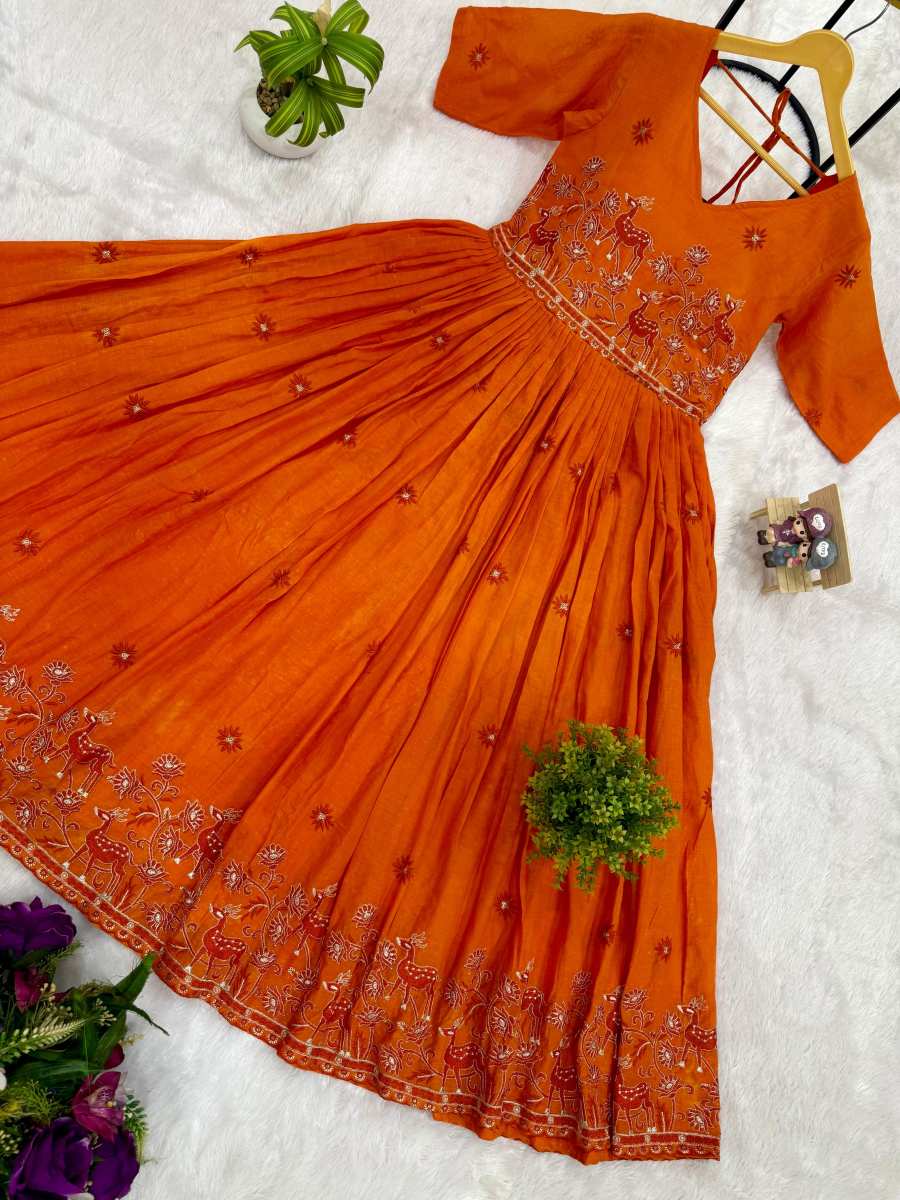 1MODERN MUL COTTON EMBROIDERY WORK GOWN FESTIVE WEAR WHOLESALE PRICE ETHNIC GARMENT (11)