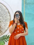 1MODERN MUL COTTON MAGGAM WORK ONE PIECE DRESS PARTY WEAR WHOLESALE PRICE ETHNIC GARMENT (10)