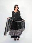 MODERN TWO TINE FENDY SILK EMBROIDERY  SEQUENCE WORK GOWN PALAZZO WITH DUPATTA BLACK