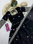 1MODERN TWO TINE FENDY SILK EMBROIDERY SEQUENCE WORK GOWN PALAZZO WITH DUPATTA FESTIVE WEAR WHOLESALE PRICE ETHNIC GARMENT (13)
