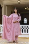 1NEW ARRIVAL CAMBRIC COTTON BORING CHIKAN KARI WORK TOP BOTTOM WITH DUPATTA FESTIVE WEAR WHOLESALE PRICE ETHNIC GARMENT (39)