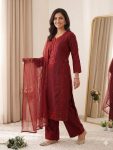 1NEW ARRIVAL MUL CHANDERI HAND MIRROR WITH SEQUENCE EMBROIDERY AND CUTWORK TOP PALAZZO WITH DUPATTA FESTIVE WEAR WHOLESALE PRICE ETHNIC GARMENT (7)
