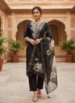 NEW ARRIVAL ROMAN SILK EMBROIDERY WORK TOP BOTTOM WITH DUPATTA BLACK