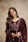 1NEW ARRIVAL VICHITRA SILK SEQUENCE CODING EMBROIDERY WORK TOP BOTTOM WITH DUPATTA FESTIVE WEAR WHOLESALE PRICE ETHNIC GARMENT (3)