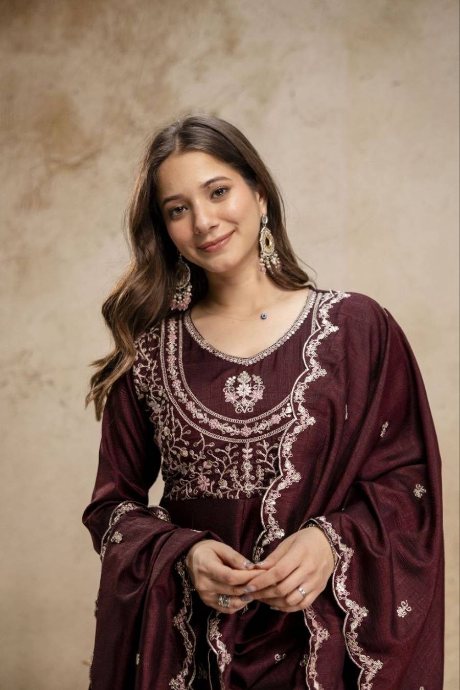 1NEW ARRIVAL VICHITRA SILK SEQUENCE CODING EMBROIDERY WORK TOP BOTTOM WITH DUPATTA FESTIVE WEAR WHOLESALE PRICE ETHNIC GARMENT (2)