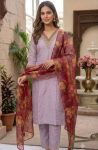 RICH LOOK COTTON SILK EMBROIDERY WORK TOP BOTTOM WITH DUPATTA PINK
