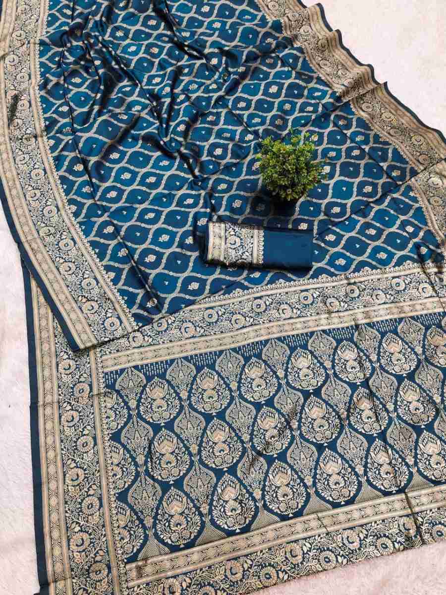 1RICH LOOK LICHI SILK WEAVING WORK SAREE WITH UNSTITCHED BLOUSE FESTIVE WEAR WHOLESALE PRICE ETHNIC GARMENT (7)