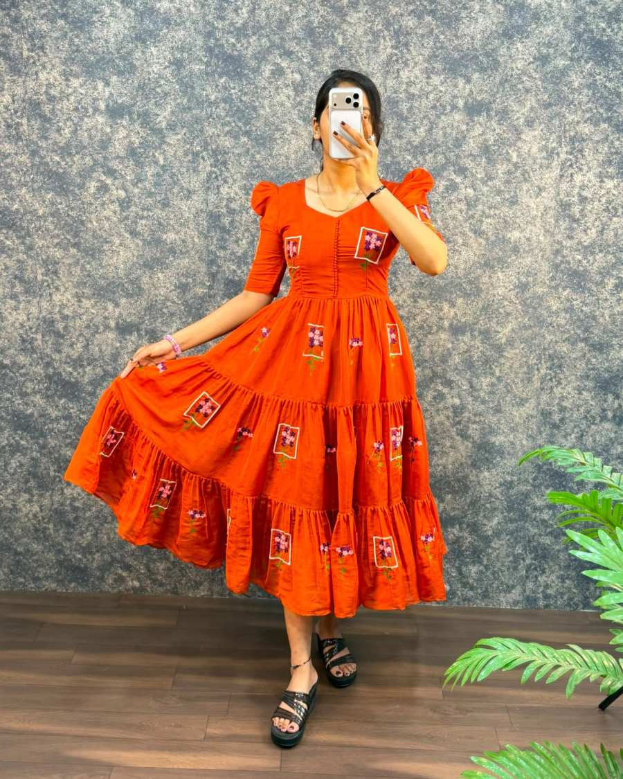 1RICH LOOK MUL COTTON EMBROIDERY WORK ONE PIECE MAXI DRESS PARTY WEAR WHOLESALE PRICE ETHNIC GARMENT (18)