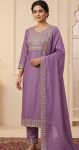 RICH LOOK RAYON EMBROIDERY WORK TOP BOTTOM WITH DUPATTA PURPLE
