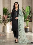 RICH LOOK ROMAN SEQUENCE EMBROIDERY WORK TOP PALAZZO WITH DUPATTA BLACK AND GREEN