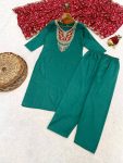 1RICH LOOK SLUB COTTON EMBROIDERY WORK TOP BOTTOM WITH DUPATTA FESTIVE WEAR WHOLESALE PRICE ETHNIC GARMENT (12)