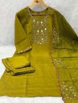 1TRENDING VISCOSE MANGO SILK MULTI EMBROIDERY & REAL MIRROR WITH HAND WORK TOP BOTTOM WITH DUPATTA DAILY WEAR WHOLESALE PRICE ETHNIC GARMENT (17)