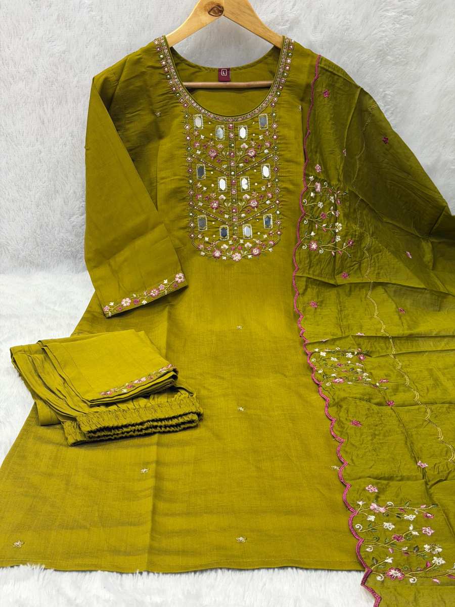 1TRENDING VISCOSE MANGO SILK MULTI EMBROIDERY & REAL MIRROR WITH HAND WORK TOP BOTTOM WITH DUPATTA DAILY WEAR WHOLESALE PRICE ETHNIC GARMENT (15)