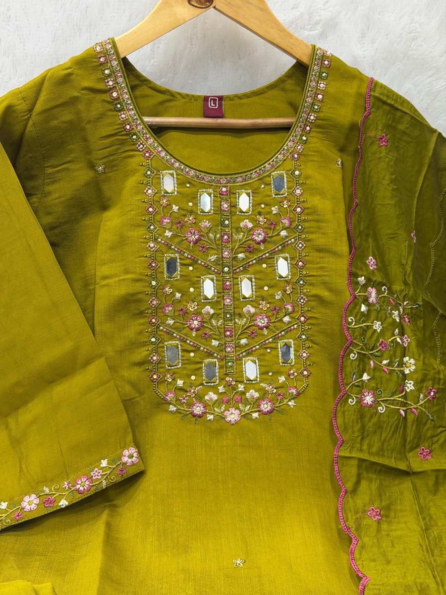 1TRENDING VISCOSE MANGO SILK MULTI EMBROIDERY & REAL MIRROR WITH HAND WORK TOP BOTTOM WITH DUPATTA DAILY WEAR WHOLESALE PRICE ETHNIC GARMENT (16)