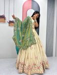 21MODERN CHINON EMBROIDERY THREAD & SEQUENCE WORK LEHENGA CHOLI WITH DUPATTA WEDDING WEAR WHOLESALE PRICE ETHNIC GARMENT (14)