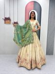 21MODERN CHINON EMBROIDERY THREAD & SEQUENCE WORK LEHENGA CHOLI WITH DUPATTA WEDDING WEAR WHOLESALE PRICE ETHNIC GARMENT (14)