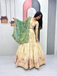 21MODERN CHINON EMBROIDERY THREAD & SEQUENCE WORK LEHENGA CHOLI WITH DUPATTA WEDDING WEAR WHOLESALE PRICE ETHNIC GARMENT (14)
