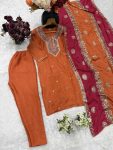 21NEW ARRIVAL CHINON EMBROIDERY WORK TOP BOTTOM WITH DUPATTA FESTIVE WEAR WHOLESALE PRICE ETHNIC GARMENT (11)
