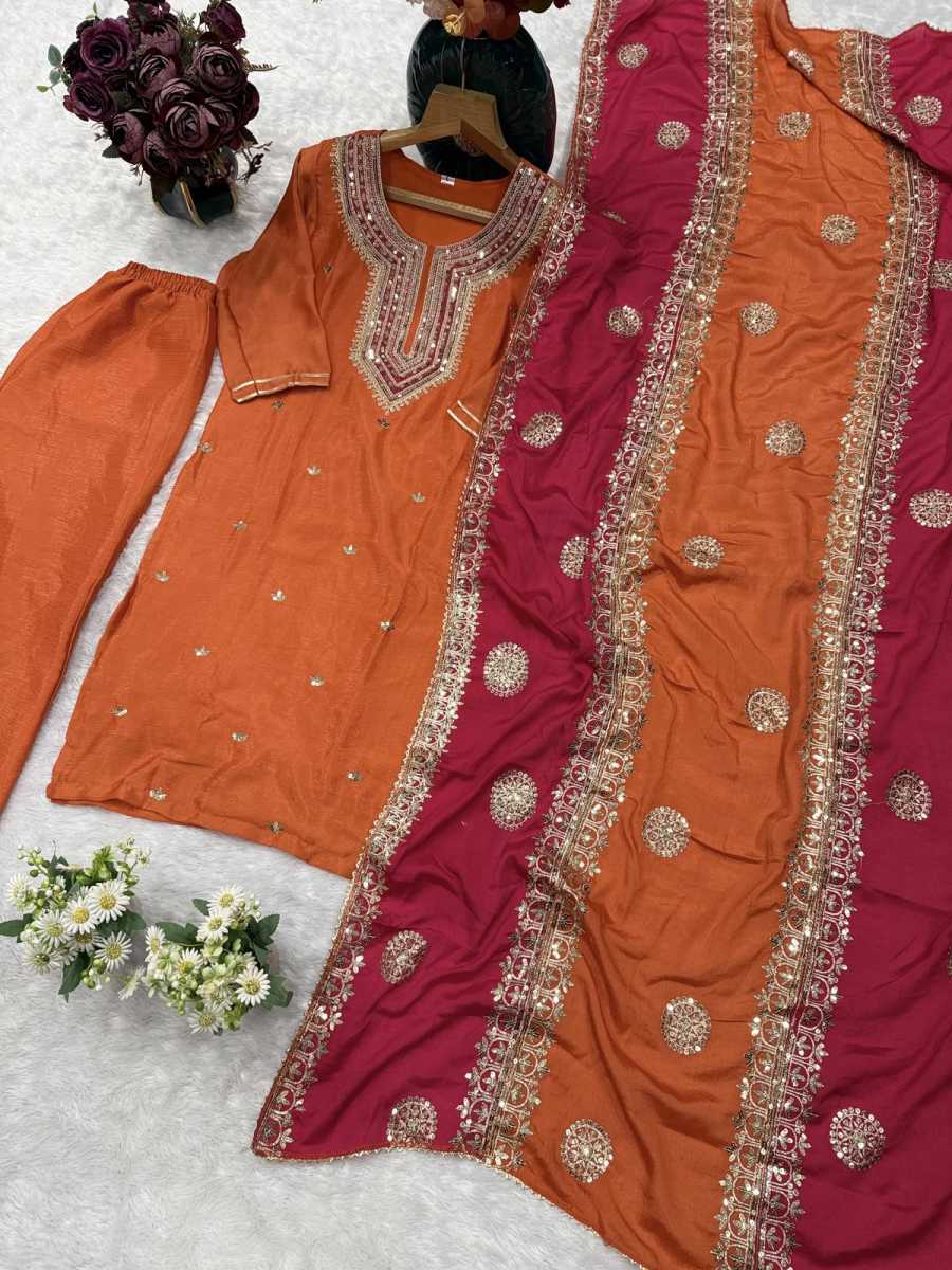 21NEW ARRIVAL CHINON EMBROIDERY WORK TOP BOTTOM WITH DUPATTA FESTIVE WEAR WHOLESALE PRICE ETHNIC GARMENT (8)