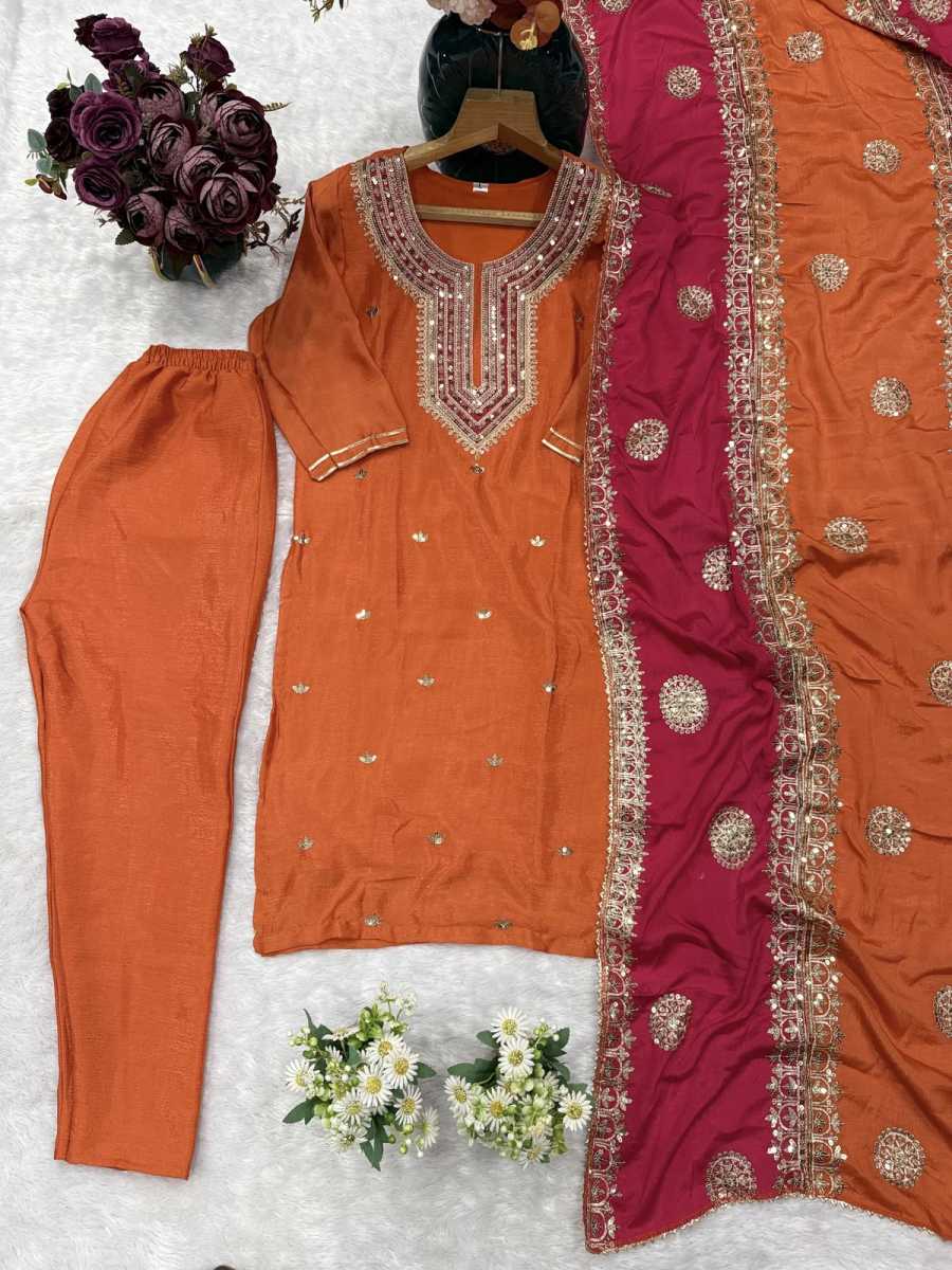 21NEW ARRIVAL CHINON EMBROIDERY WORK TOP BOTTOM WITH DUPATTA FESTIVE WEAR WHOLESALE PRICE ETHNIC GARMENT (9)