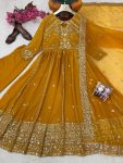 23RICH LOOK GEORGETTE SEQUENCE AND ZARI WORK WITH FANCY LACE WORK GOWN BOTTOM WITH DUPATTA FESTIVE WEAR WHOLESALE PRICE ETHNIC GARMENT (4)