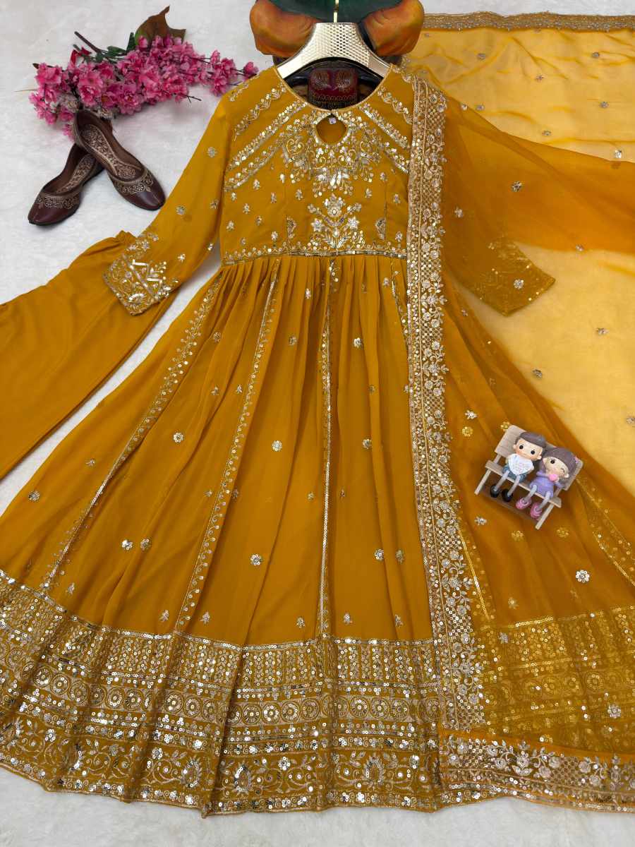 23RICH LOOK GEORGETTE SEQUENCE AND ZARI WORK WITH FANCY LACE WORK GOWN BOTTOM WITH DUPATTA FESTIVE WEAR WHOLESALE PRICE ETHNIC GARMENT (1)