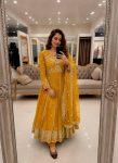 23RICH LOOK GEORGETTE SEQUENCE AND ZARI WORK WITH FANCY LACE WORK GOWN BOTTOM WITH DUPATTA FESTIVE WEAR WHOLESALE PRICE ETHNIC GARMENT (4)