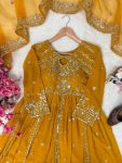 23RICH LOOK GEORGETTE SEQUENCE AND ZARI WORK WITH FANCY LACE WORK GOWN BOTTOM WITH DUPATTA FESTIVE WEAR WHOLESALE PRICE ETHNIC GARMENT (4)