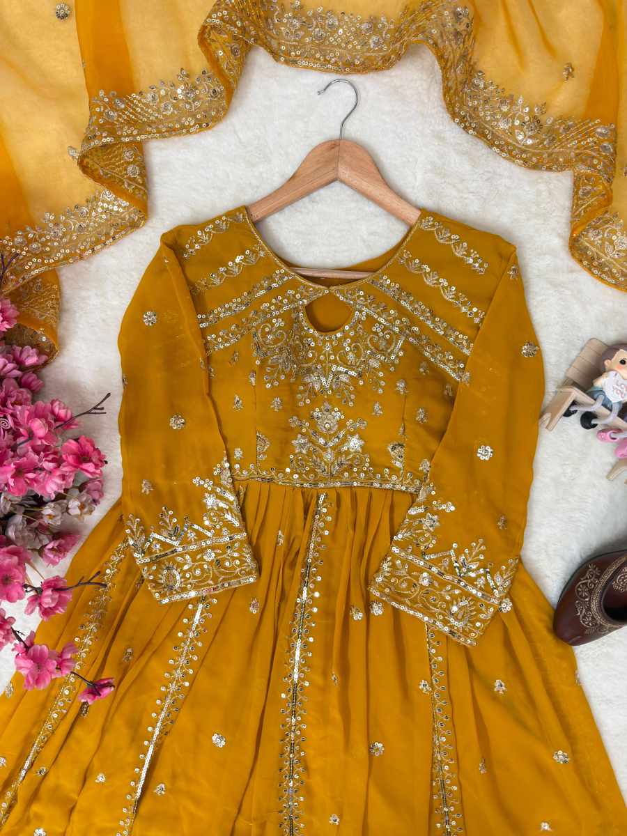 23RICH LOOK GEORGETTE SEQUENCE AND ZARI WORK WITH FANCY LACE WORK GOWN BOTTOM WITH DUPATTA FESTIVE WEAR WHOLESALE PRICE ETHNIC GARMENT (5)