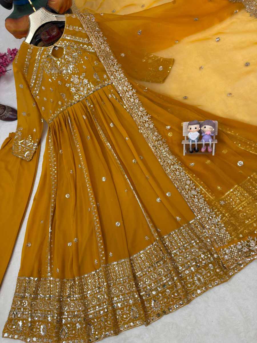 23RICH LOOK GEORGETTE SEQUENCE AND ZARI WORK WITH FANCY LACE WORK GOWN BOTTOM WITH DUPATTA FESTIVE WEAR WHOLESALE PRICE ETHNIC GARMENT (7)